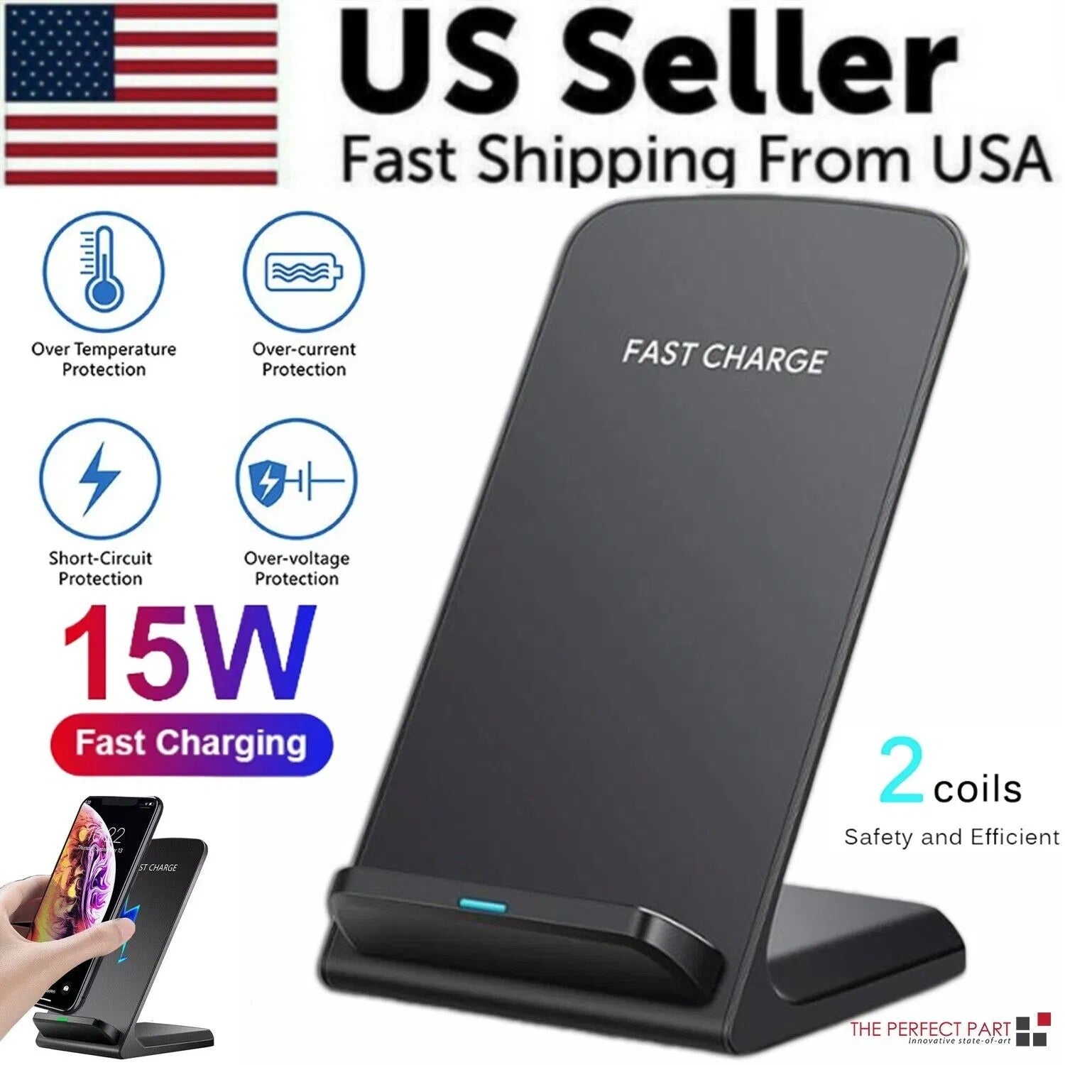 Chargeur Sans Fil Qi Premium - Station Charge Rapide 15W Support Téléphone