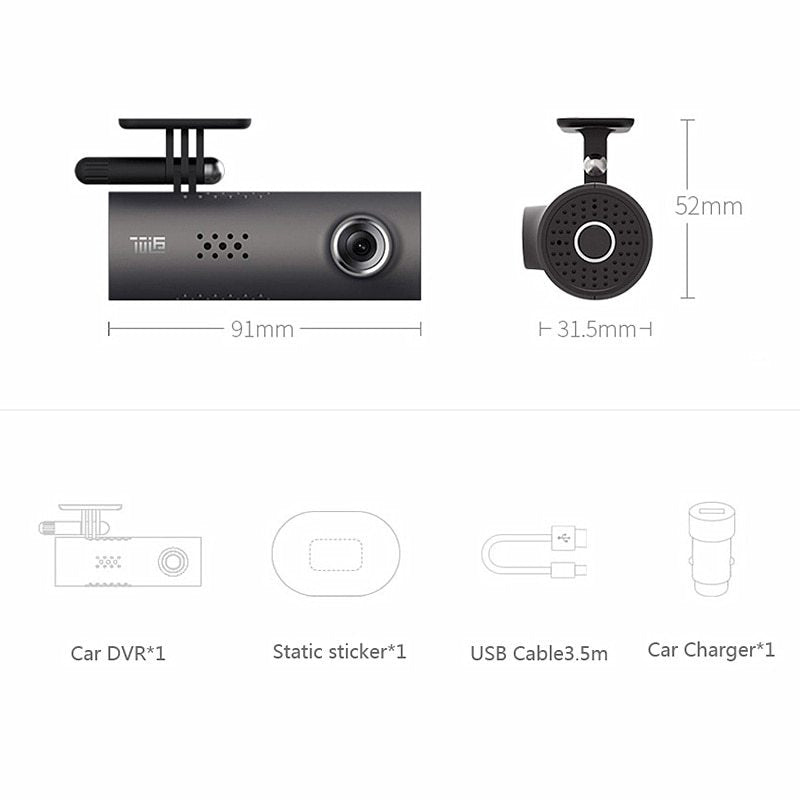Caméra de Tableau de Bord WiFi Intelligente - 1080P Commande Vocale