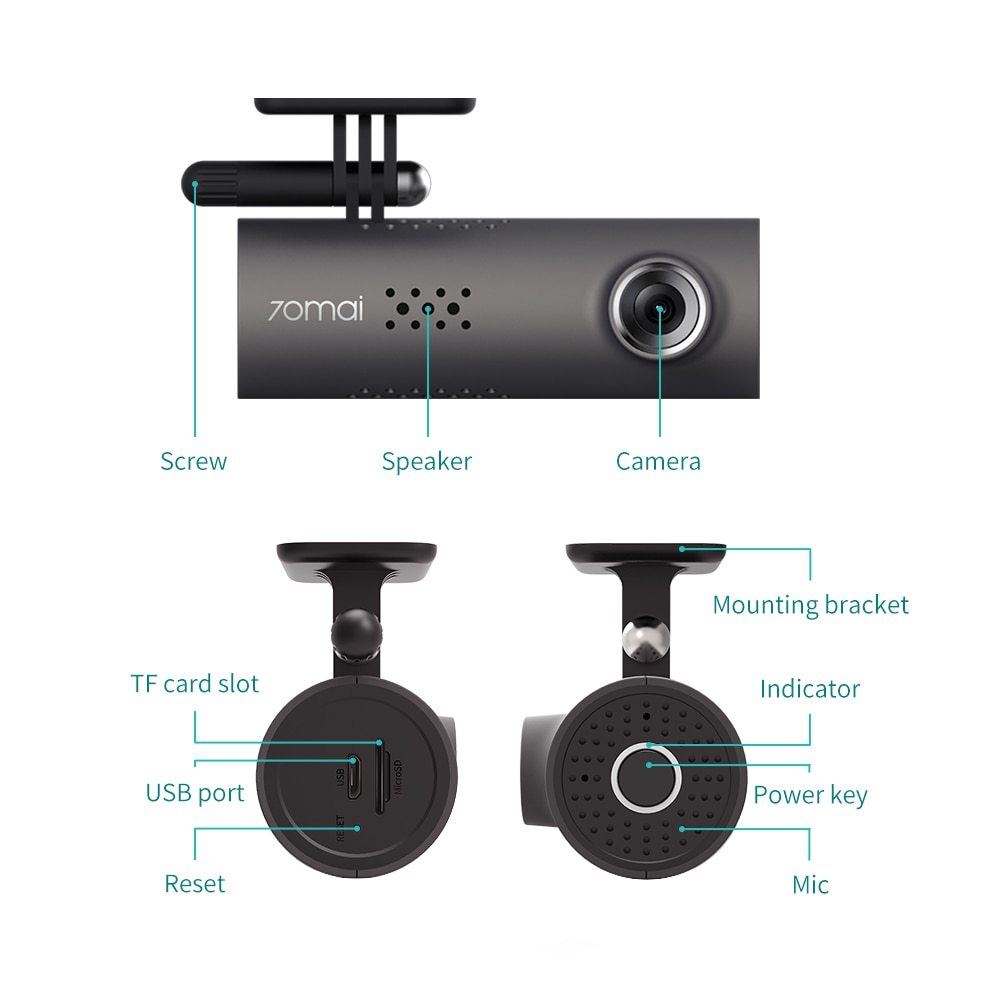 Caméra de Tableau de Bord WiFi Intelligente - 1080P Commande Vocale